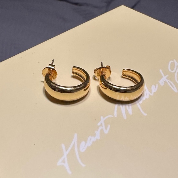 18K Gold Plated Small Dome Hoop Earrings - Picture 5 of 7